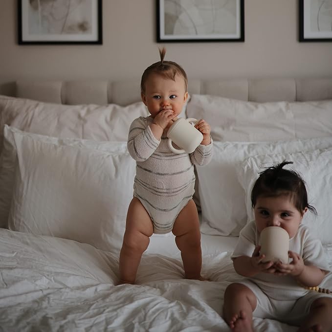 mushie 100% Silicone Training Cup & Straw for Toddlers | 6 Months+ (Dried Thyme)