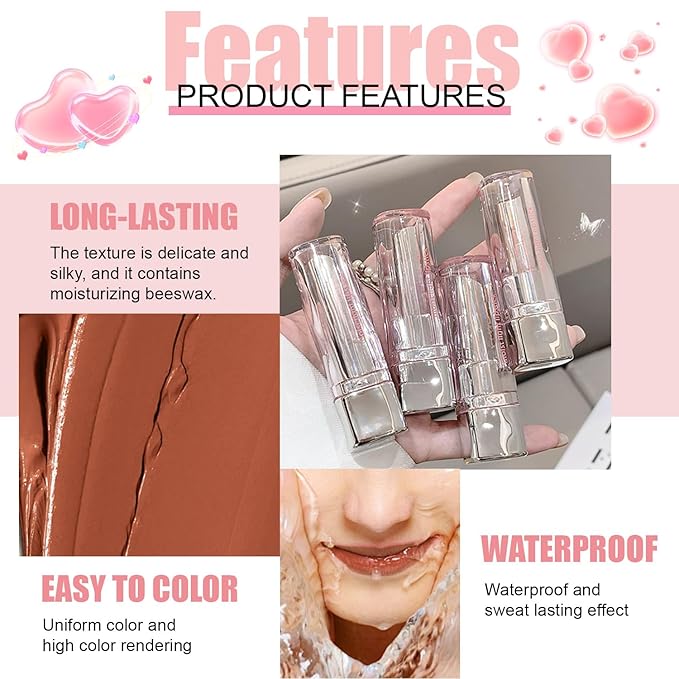 2Pcs Brown Honey Tinted Lip Stain Lip Balm Lip Gloss Lipstick, Sheer Hydrating Lip Stains Tint, Moisturizing Lip Color for All Skin Tones, Nourishing Lip Balm with a Hint of Natural Black Cherry Tint