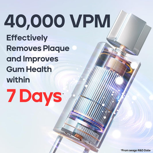 SEAGO Electric Toothbrush, Rechargeable Toothbrush for Adults Sensitive Teeth, 8 Brush Heads, 5 Modes with Teeth Whitening, Endurance 30 Days, Kids Electric Toothbrushes 6-12, SG-958(White)