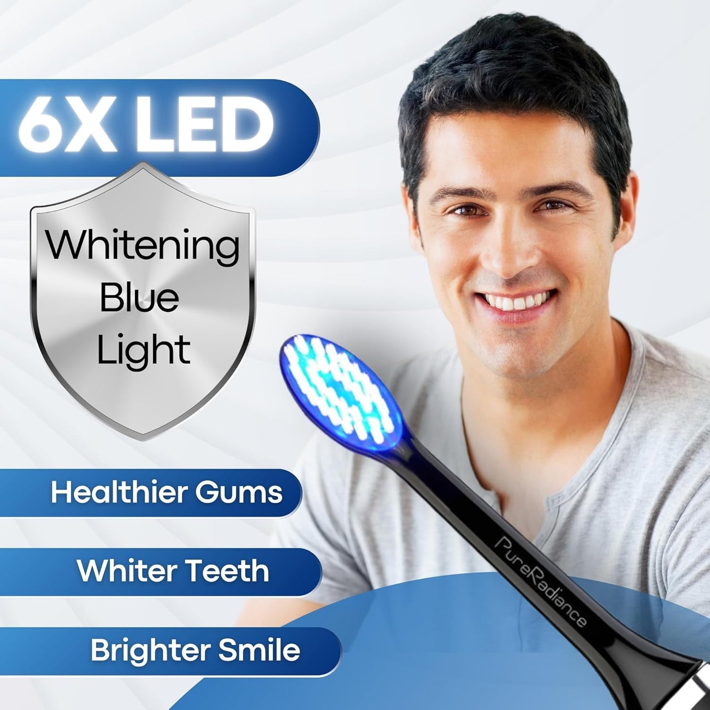 LED Whitening Electric Toothbrush – Waterproof, Sonic Brush with 6 LED Lights for Whitening, Soft Bristles, Rechargeable, Travel Case Included – Ideal Electric Toothbrush for Adults