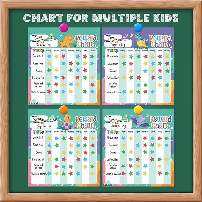 Reward Chart for Kids – Dinosaur Magnetic Kids Behavior Chart, Pad with 26 Chore Charts, 1920 Star Stickers, 49 Incentive Stickers, Responsibility Chart for Kids Boys Toddlers - Kids Chore Chart