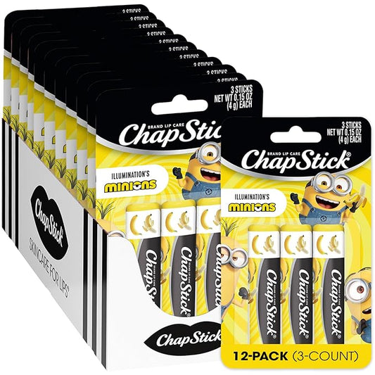 ChapStick Bulk Lip Balm, Minions Banana-Nana (36 Sticks), Party Favors for Kids, Stocking Stuffers, 0.15 Oz Ea