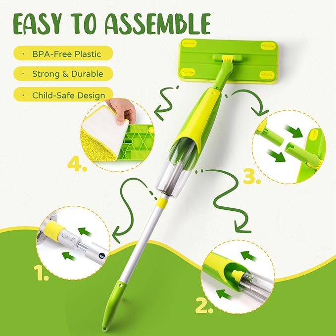 Kids Cleaning Toy Set,Mini Spray Mop Montessori Toys Pretend Play Cleaning Tool for Toddlers with Spray Mop & Kids Broom Dustpan Set Cleaning Toys Gift for Toddlers Girls Boys Age 3+