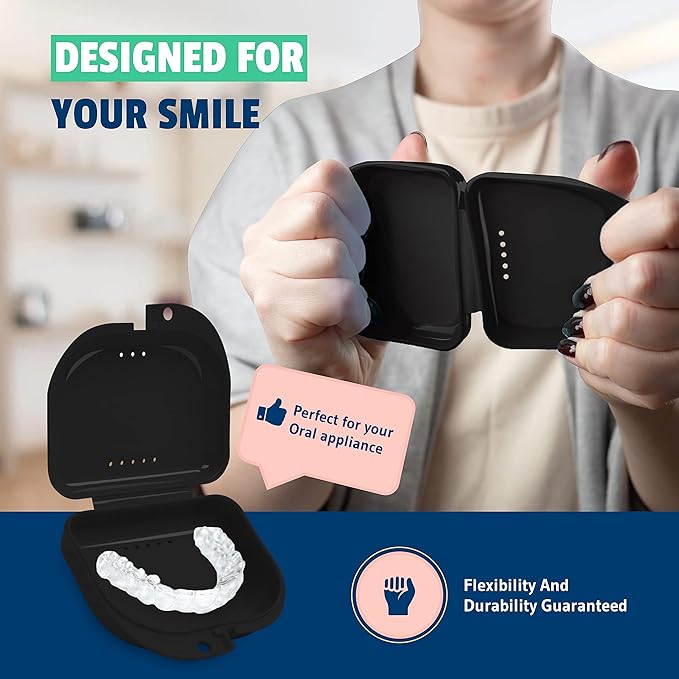 Retainer Case - Pack of 2 - Odorless Mouth Guard Case-Retainer Holder-Ventilated, Durable & Hygienic Night Guard Case for Carrying and Protecting Braces, Partial Dentures & Aligners-3.14 x 3.14 x 1.1