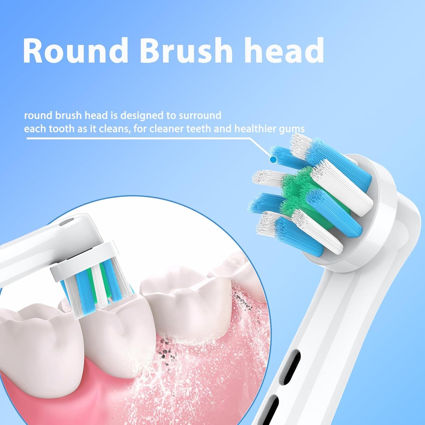 Replacement Heads Compatible with Oral B Electric Toothbrush, Superior Teeth Cleaning with Cross Bristles, 8 Count, White