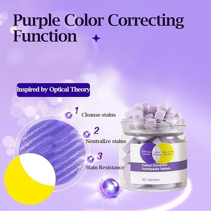 2 Pack Purple Teeth Restoration Mineral Toothpaste Tabets for Teeth Whitening, Fresh Breath, Remineralizing Travel Tabs, Strengthening Gum, Enamel-Safe, Fluoride & Plastic Free | 120 Count