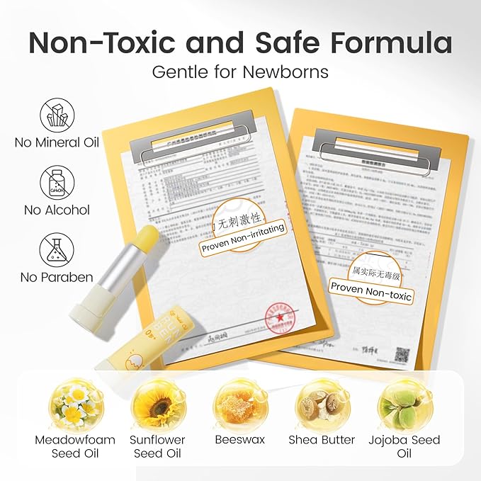 RUNBEN Baby Lip Balm with Egg Yolk Oil, Super Rich Moisturizing Kids Lip Balm, 24H Deep Nourishing, Safe Lip Care for Toddler Chapped Lips, Non-toxic & Fragrance Free, 4.2g