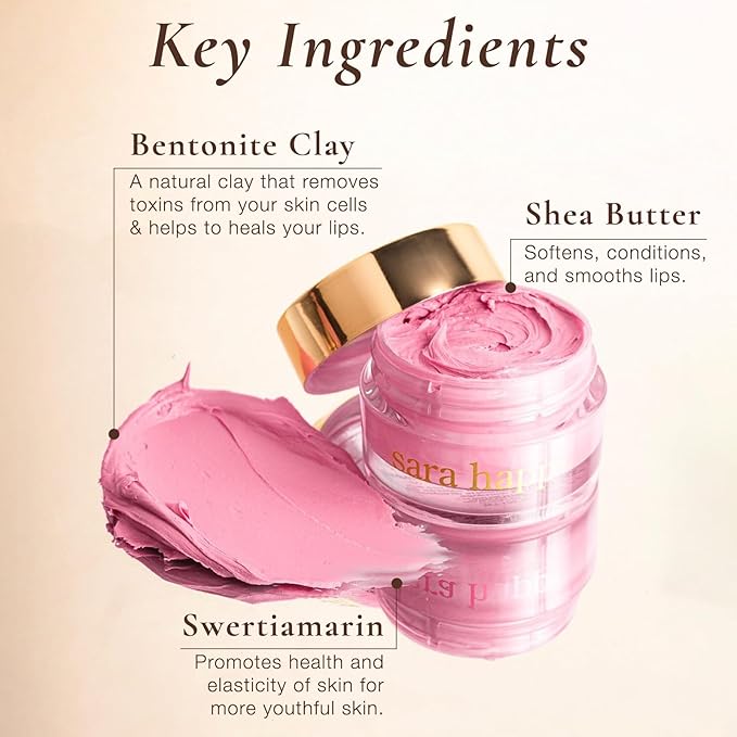 Sara Happ The Sweet Clay Lip Mask to Nourish, Restore, Renew and Regenerate Lips - Healing Bentonite Clay, Shea Butter, Soothing Natural Oils, 0.47 oz (2-Pack)