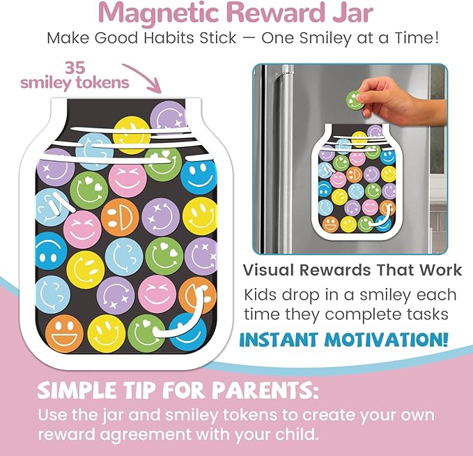 JJPRO Magnetic Bedtime/Morning/Daily Routine Chart for Kids with Smiley Faces Reward Jar-Dry Erase Bedtime Routine Chart,Visual Schedule Board for Toddlers Behavior Reward Chart -Unicorn