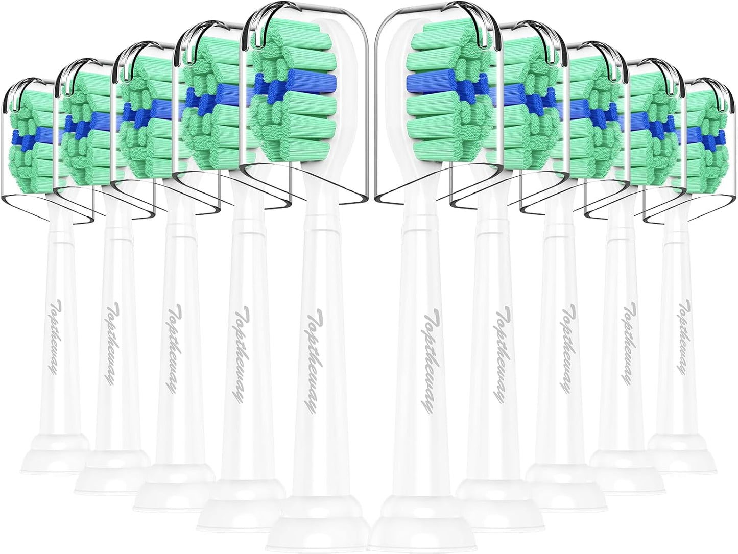 Toptheway Toothbrush Replacement Heads Compatible with Philips Sonicare ProtectiveClean DiamondClean C2 G2 W 4100 5100 5300 Plaque Control, 10 Pack