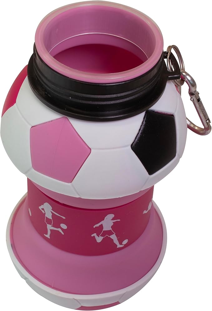 Maccabi Art Clip-On Collapsible BPA-Free Silicone Soccer Ball Water Bottle for Kids, 1 Liter Size