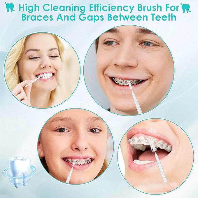 Lezmarket 300PCS Interdental Brushes for Braces, Soft and Bendable Dental Brush for Orthodontic Braces, Braces Cleaner Brush Tooth Pick Teeth Flossers Brushes for Teeth (White)