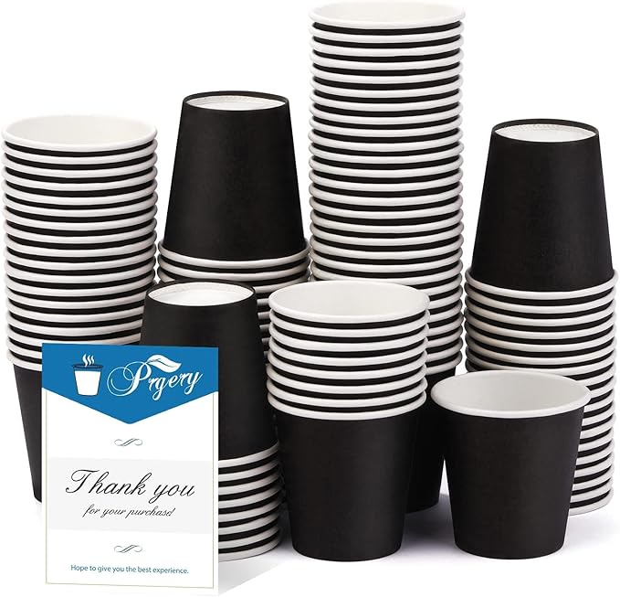 100 Pack 3 oz Paper Cups, Bathroom Moushwash Cups, Disposable Cups, Small Snack Cups for Water, Juice,Candy Ideal for Halloween Party Bathroom and Office (Black)
