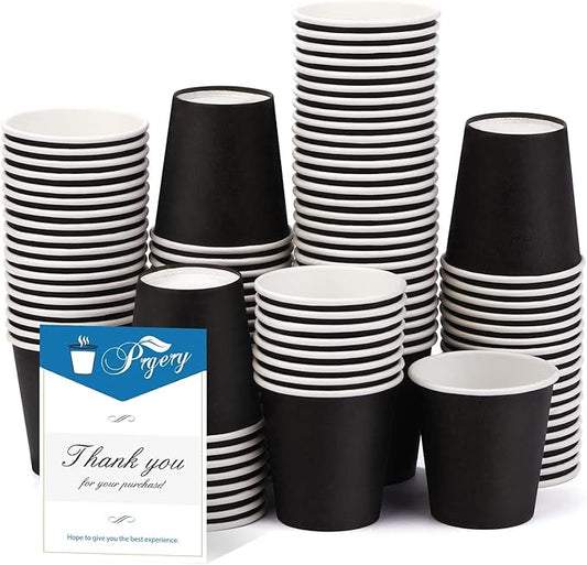 100 Pack 3 oz Paper Cups, Bathroom Moushwash Cups, Disposable Cups, Small Snack Cups for Water, Juice,Candy Ideal for Halloween Party Bathroom and Office (Black)