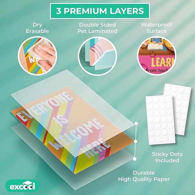 EXCOOL CLUB Diversity Posters For Classroom - Everyone Is Welcome Here Multicultural Decorations, Kindness Quotes Motivational Poster For Elementary Middle School, Inclusion Teacher Must Haves