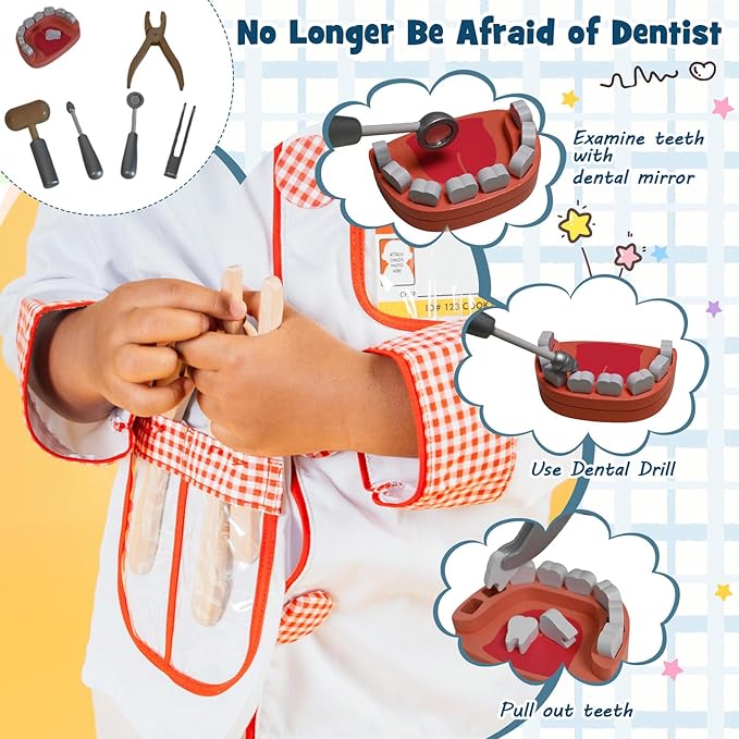 Doctor Kit for Toddlers 3-5, 25 Pcs Kids Doctors Play Set with Stethoscope & Medical Bag & More, Fun Pretend Play Toys for Boys and Girls