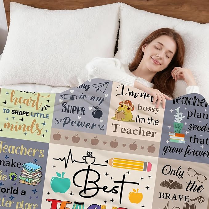 Teacher Blanket Gifts for Women Gifts Teacher Appreciation Gifts Retirement Throw Blankets Plush Flannel Bedding Decor Best Teacher Gifts 50"X40"