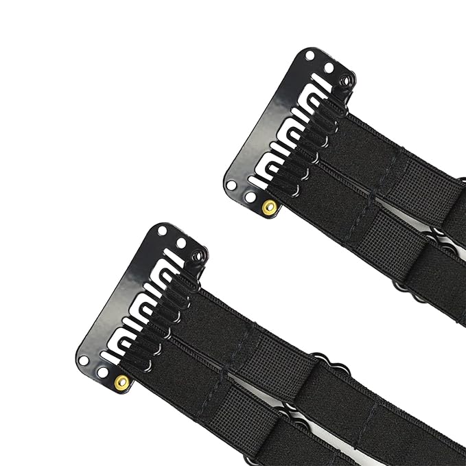 2 Pcs Facelift Bands with Clips Invisible Face Stretching Lifting Strap Adjustable Elastic Band Face Slimming Band (24cm Black Double Bands)