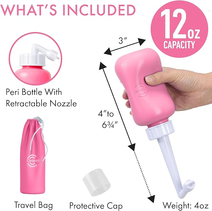 Peri Bottle - Postpartum and Perineal Care - Portable Travel Bidet Sprayer for Women or Men - Handheld Jet Spray Bottle for Toilet - New Mom After Birth Recovery Essentials