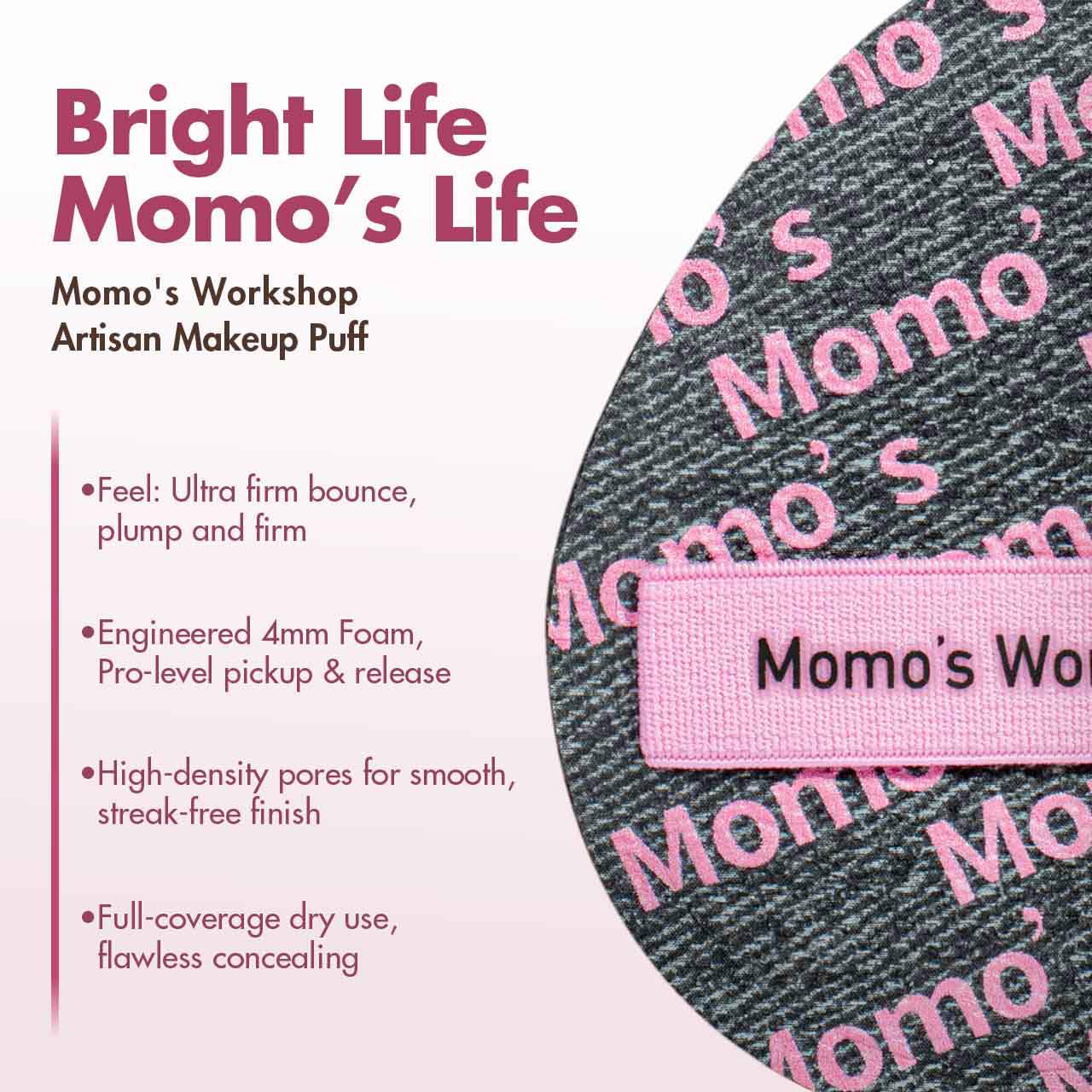 Momo's Workshop Pink Black Denim Egg Makeup Sponge 2-Pack,Ultra Firm Bounce Rubycell Sponge for Liquid-Full Coverage Foundation,for Dry/Combination Skin,Travel Friendly,2pcs &Storage Case