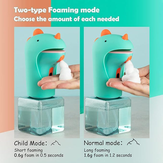 Automatic Soap Dispenser for Kids,IPX6 Waterproof Cute Dinosaur Foam Smart Hand Foaming Touchless Soap Dispenser for Bathroom Countertop, 8.7oz/250ML