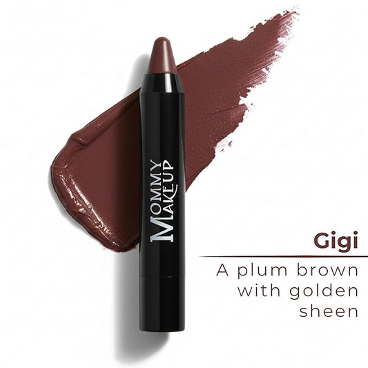 Mommy Makeup Triple Sticks Lipstick, Cream Blush & Teatment All-In-One with Shea & Cocoa Butter - Soft & Creamy Moisturizing Lip Crayon For Lips & Cheeks (Gigi)