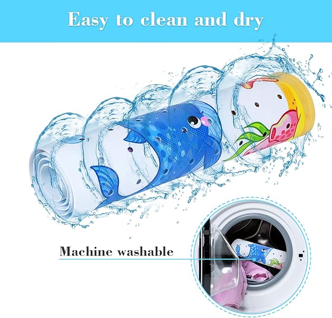 Bath Mat for Tub Non Slip, Machine Washable Anti-Slip Cartoon Baby Bathtub Shower Mat with Drain Holes and Suction Cups for Toddler & Kids (40 Inch x 16 Inch-Rectangular, New-Octopus)