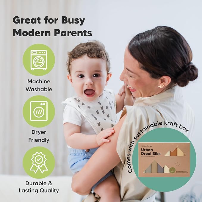 8-Pack Organic Baby Bibs for Boys, Girls - Soft Cotton Drooling and Teething Bibs for Baby Girl & Boy, Extra Absorbent, Easy To Clean & Put On for Toddler, Newborn, Infant 0-24 Months (Terracotta)