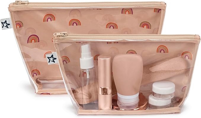 Tiny Twinkle Diaper Bag Organizing Pouches | Mess-Proof Clear Front Travel Organizer Bags | TSA Approved Toiletry Bag Set for Baby and Mom Essentials