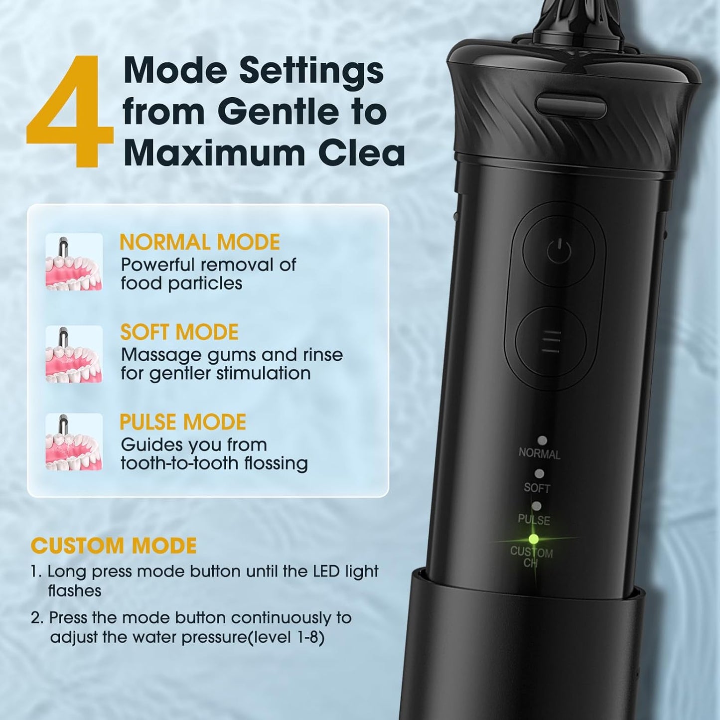 HANGSUN Water Flosser Cordless, Portable Mini Oral Irrigator, Rechargeable Electric Dental Flossers for Braces, Water Teeth Cleaner Pick with 4 Power Modes & IPX7 Waterproof for Home & Travel (HOC660)