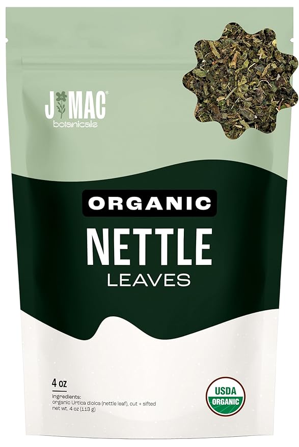 J MAC BOTANICALS Organic Nettle Leaf Herbal Tea 4 oz, 50+ Cups, Certified USDA Organic, Dried stinging nettle tea, Urtica dioica