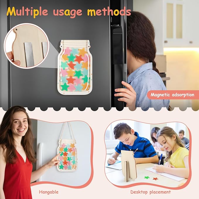 Magnetic Reward Jars for Kids,Personalized Reward Jar with Colorful Letter Stickers,Good Behavior Responsibility Training Tool for Kids,Ideal for Classroom and Home Reward System (Star)
