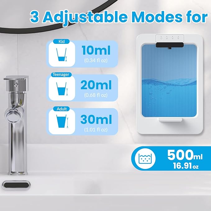 Automatic Mouthwash Dispenser for Bathroom, Aerthezu Electric Mouth Wash Dispensers Smart Auto Bathroom Accessories for Home & Kids - 500ml