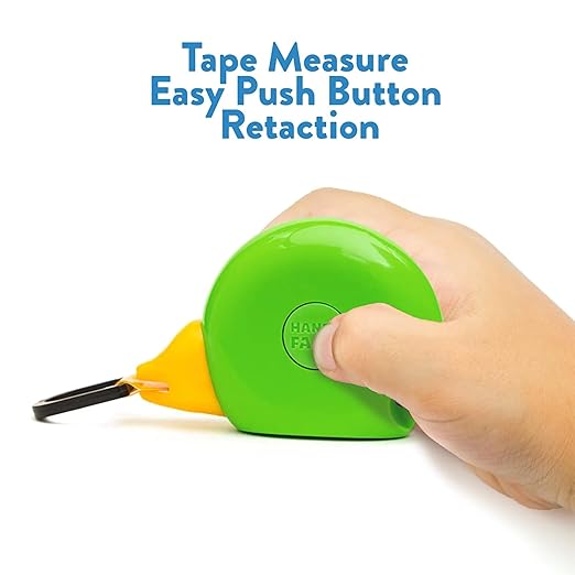 Handy Famm 8ft Green Bird Tape Measure for Kids – STEM Educational Tool with Level, Protractor, Retractable Design - DIY Construction Toy, Child-Safe Measuring Tapes, Gift for Boys & Girls 3+
