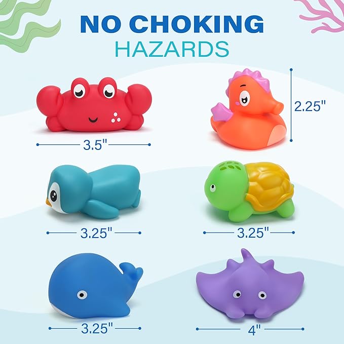 BenBen Bath Toy, 6PCS Color Changing Bath Toys for Kids Ages 1-3, No Holes Baby Bath Toys for Toddlers 2-4, Ocean Sea Animal Bathtub Toys