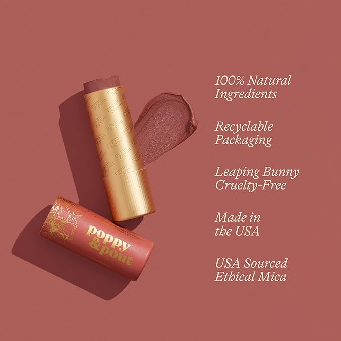 Poppy & Pout All Natural Lip Tint, Cardboard Tube, Hand-Filled, Beeswax, Vitamin E, Coconut Oil, Cruelty Free, All-Natural Shades (Debbie)