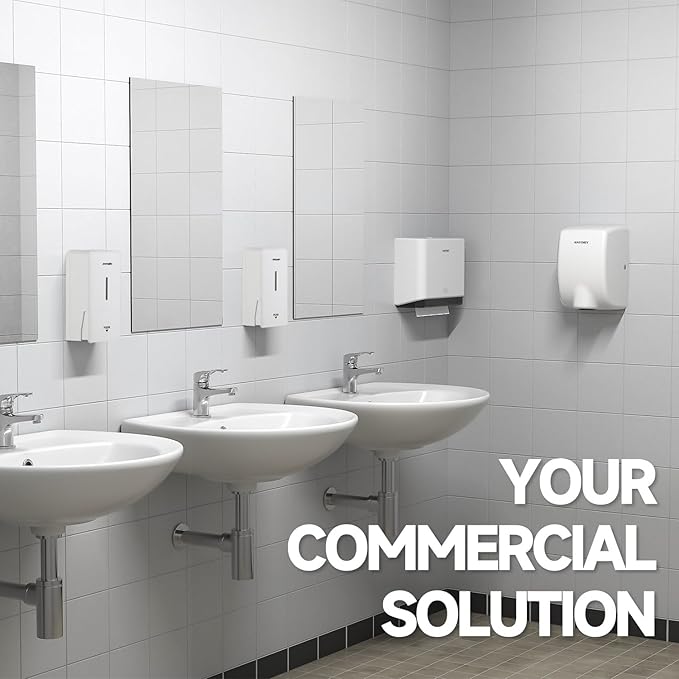 27oz (800 ml) Manual Wall Mounted Soap Dispenser, Ideal for Commercial Bathrooms Restaurants Hotels, Use with Liquid Hand Soap Shampoo, ABS White