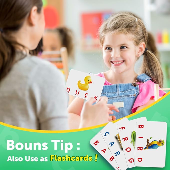 Toys for 3-8 Year Olds Boys Girls, Matching Letter Game Educational Games for Kids Ages 3-8 Easter Birthday Gifts for 3-8 Year Olds Boys Girls Preschool Kindergarten Educational Spelling Toys Green