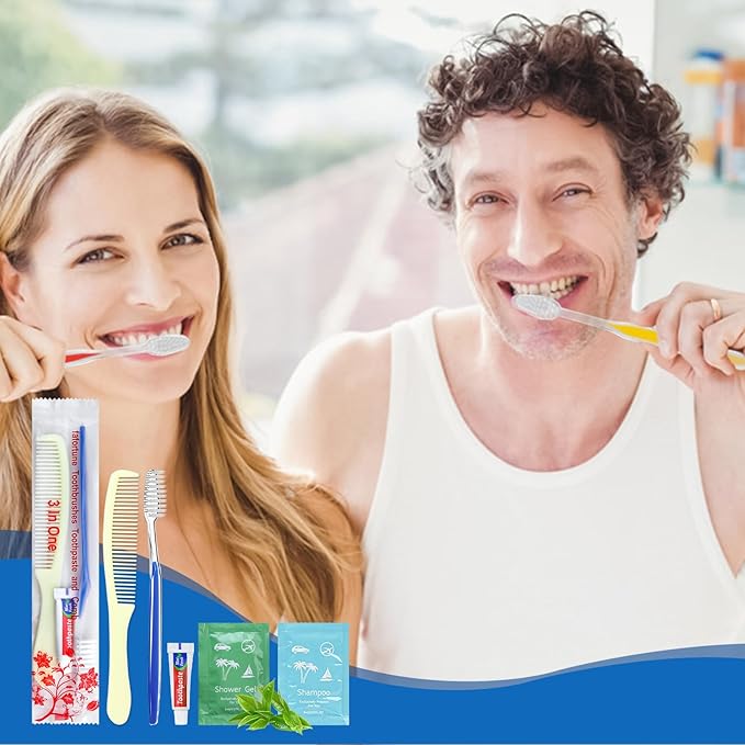 Bulk Hygiene Kits for Homeless,Disposable Toothbrushes with Toothpaste and Comb for Homeless Individually Wrapped，Basic Toiletry Kits Travel Size Shampoo And Body Wash For Hotel,Air Bnb Charity(100)