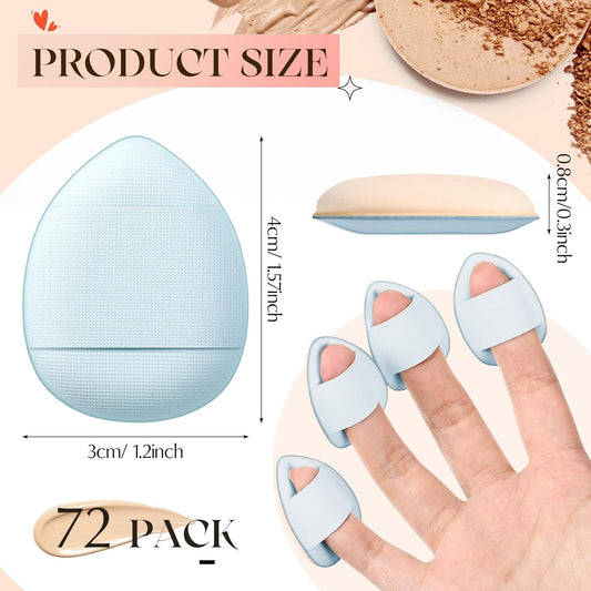 Gerrii 72 Pcs Finger Powder Puff Mini Makeup Sponge Soft Beauty Makeup Blender Puff for Foundation, Face Powder, Under Eye Setting, Concealer, Repair Cream, Cosmetic Tool(Blue)