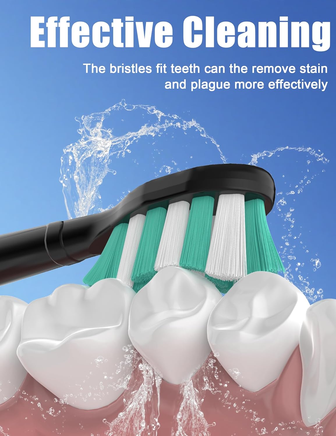 Toothbrush Replacement Heads for Philips Sonicare 4100 5100 Simply Clean Plaque Control Gum Health 1 2 Series Snap on Electric Brush Head, 4 Pack, Black