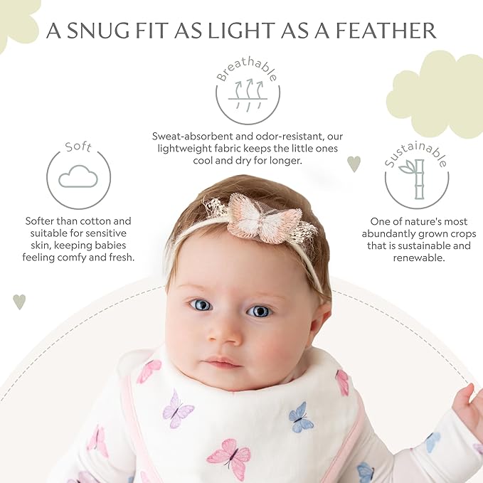 Bamboo Little Baby Bibs (Pack of 2) - Bibs with Adjustable Snaps- Absorbent Terry Backing