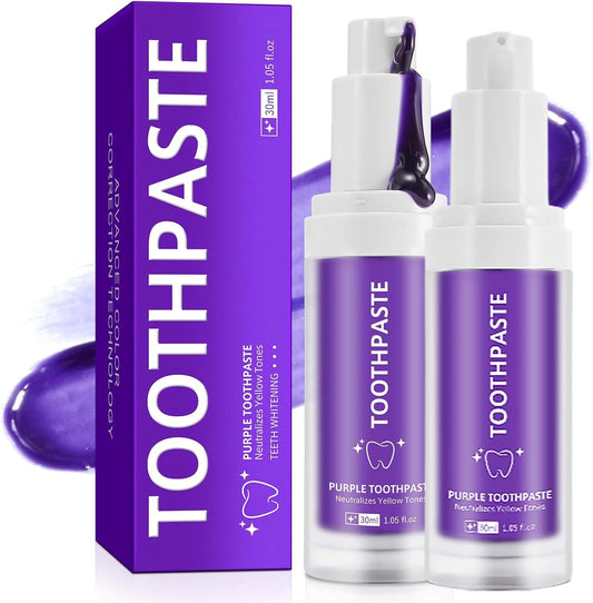 Purple Toothpaste for Teeth Whitening |Purples Teeth Whitening Kit |Stain Removal & Enamel Safe | Fresh Breath Formula with Unique Purple |for Coffee/Smokers/Tea