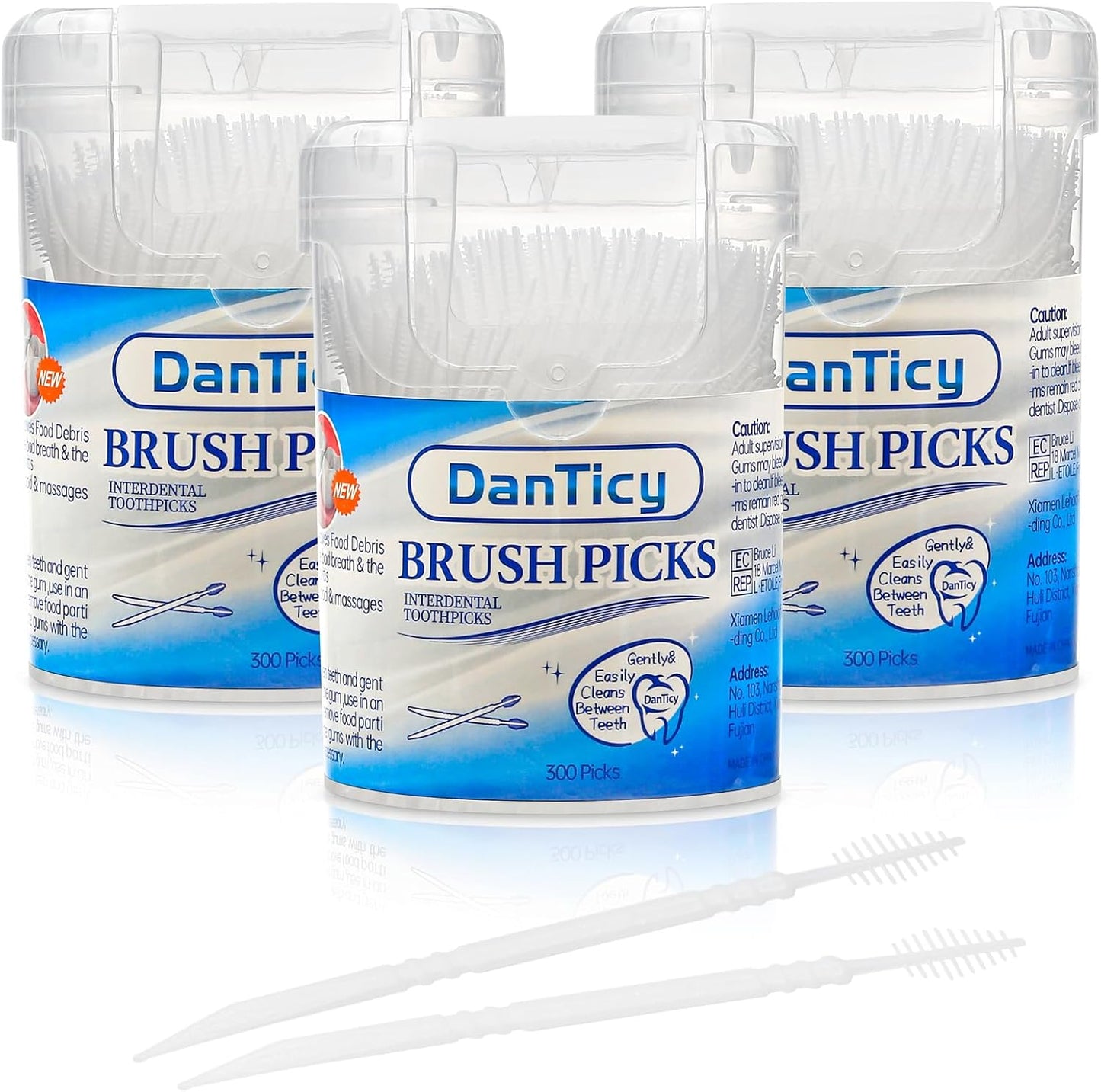 Brushpicks Interdental Toothpicks,Soft Bristle Dental Floss Picks Toothpicks,Helps Removes Plaque and Debris Between Your Teeth 900PCS (Pack of 3)