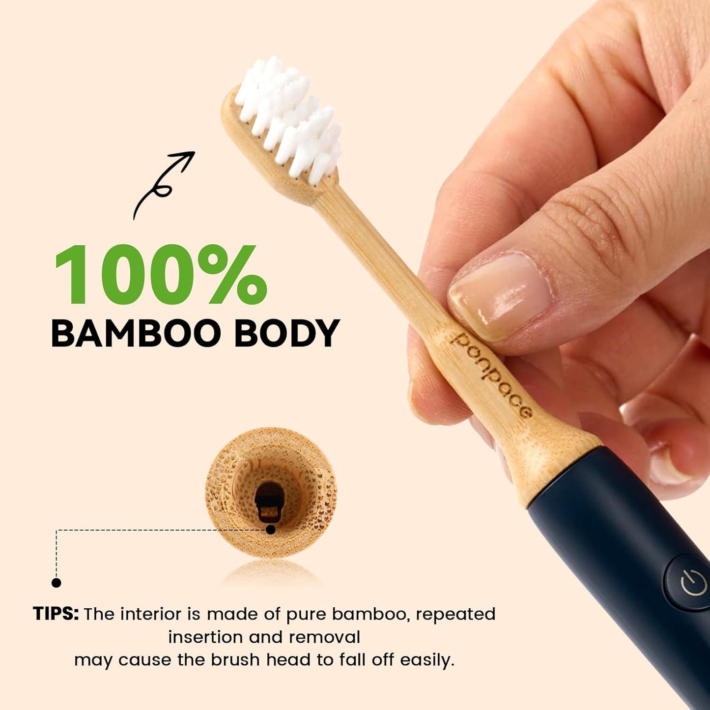 Bamboo Toothbrush Heads Compatible with Philips One by Sonicare, Extra Soft Castor-Oil Bristles for Sensitive Teeth, Eco-Friendly & Gentle Cleaning