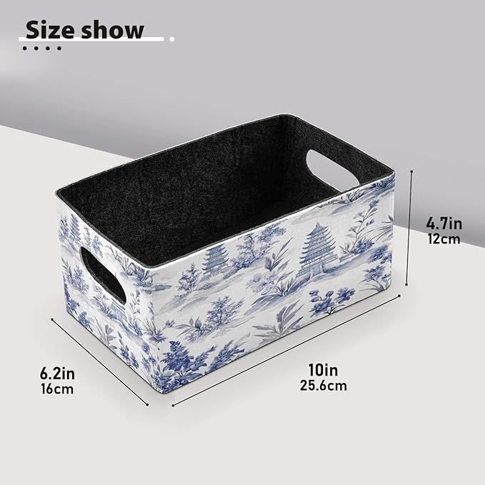 Kcldeci Retro Ink Chinese Pagodas Mountains Trees Storage Bins Baskets for Organizing 2Pack, Sturdy Storage Basket Foldable Storage Baskets for Shelves Closet Nursery Toy