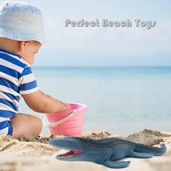 Gemini&Genius Mosasaurus Toy for Kids, Marine Reptile Animal Soft Plastic Sea Shark Toy Action Figure, Gift Great for Educational, Cake Topper, Swim, Bath Toys, Stocking Stuffers for Kids