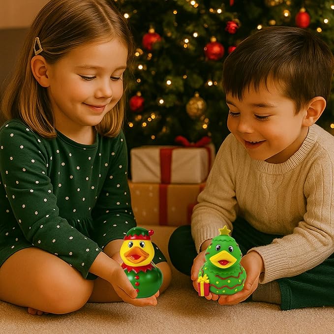 Christmas Rubber Duck, 3-Pack Toy Duckies for Kids, Bath Birthday Gifts Baby Showers Summer Beach and Pool Activity, 3.5" Inches