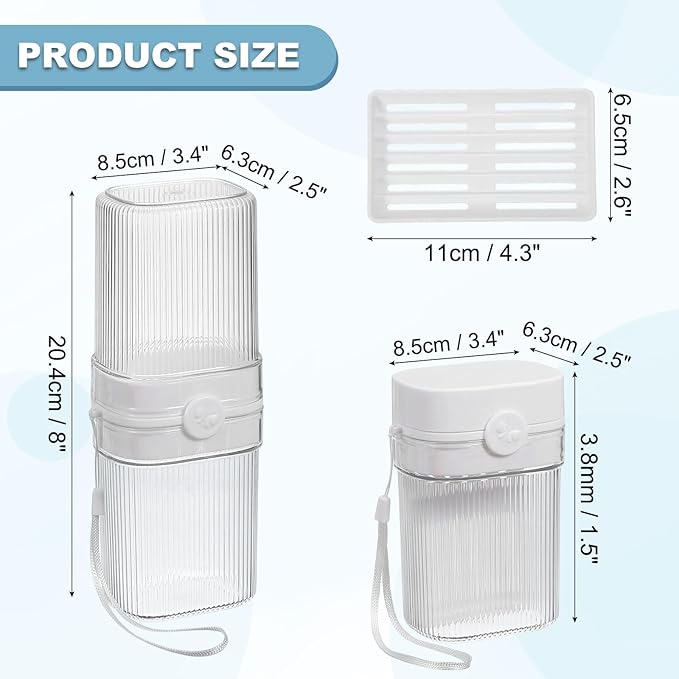 uxcell Travel Toothbrush Case Set, Leakproof Soap Holder with Lid and Portable Travel Toothbrush Holder for Bathroom, Gym, Business Trip, Camping (White)