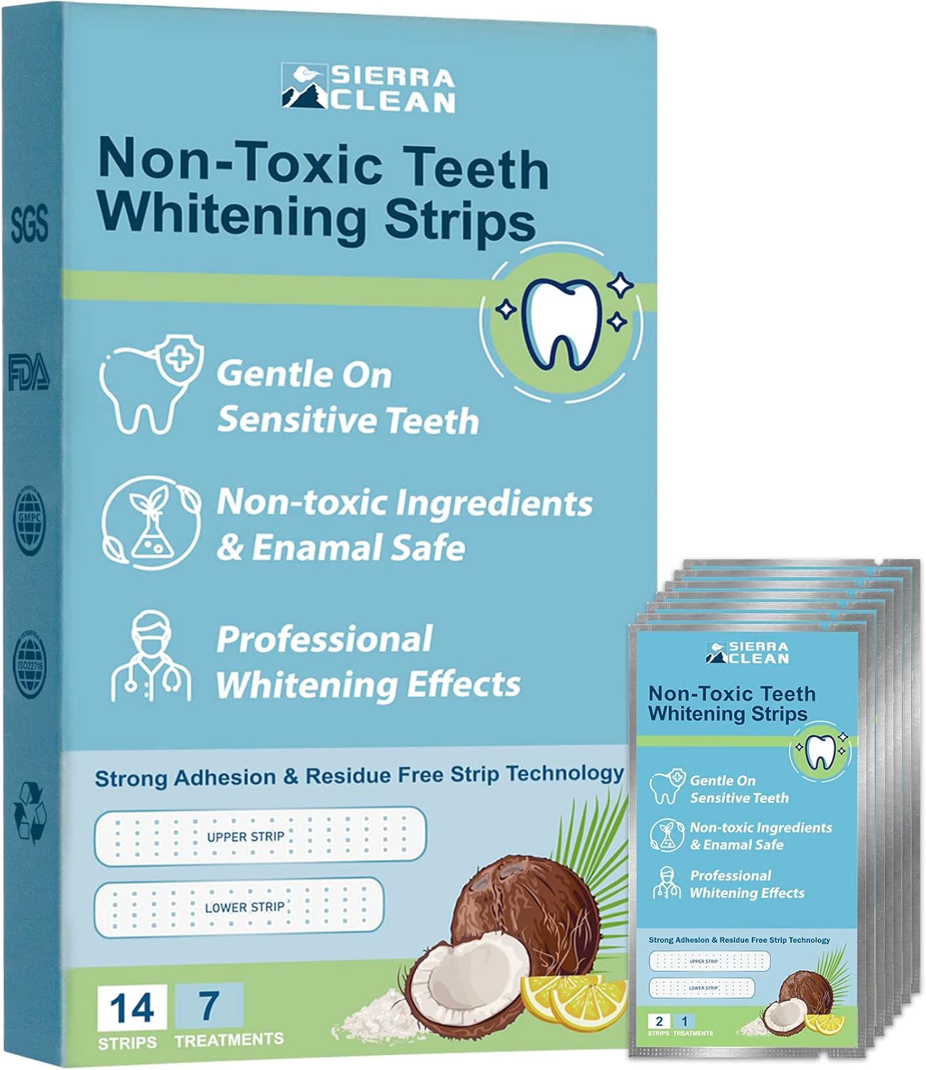 Teeth Whitening Strips 7 Treatments, Sensitivity Free Enamel Safe, Fast Teeth Whitening Kit, Dentist Recommended Remove Coffee Tea Smoking Stains